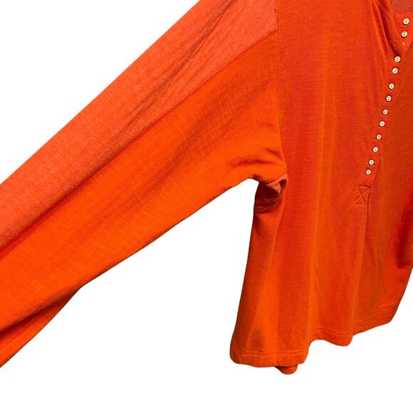 Free People We The Free Back At It Oversized Henley Top Long Sleeve Orange Large - Picture 3 of 8